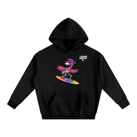 LQYD ADULT| SURF'S UP FLAMINGO BLACK EDITION BAGGY HOODIE