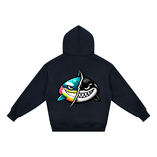 LQYD YOUTH| SMIRKING ORCA DARK BAGGY HOODIE