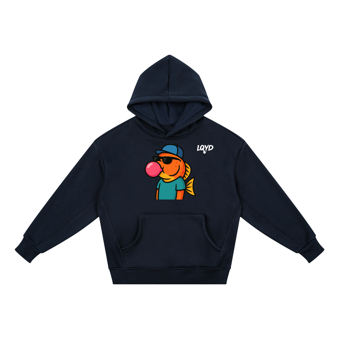 LQYD YOUTH| BUBBLEGUM FISH DARK BAGGY HOODIE
