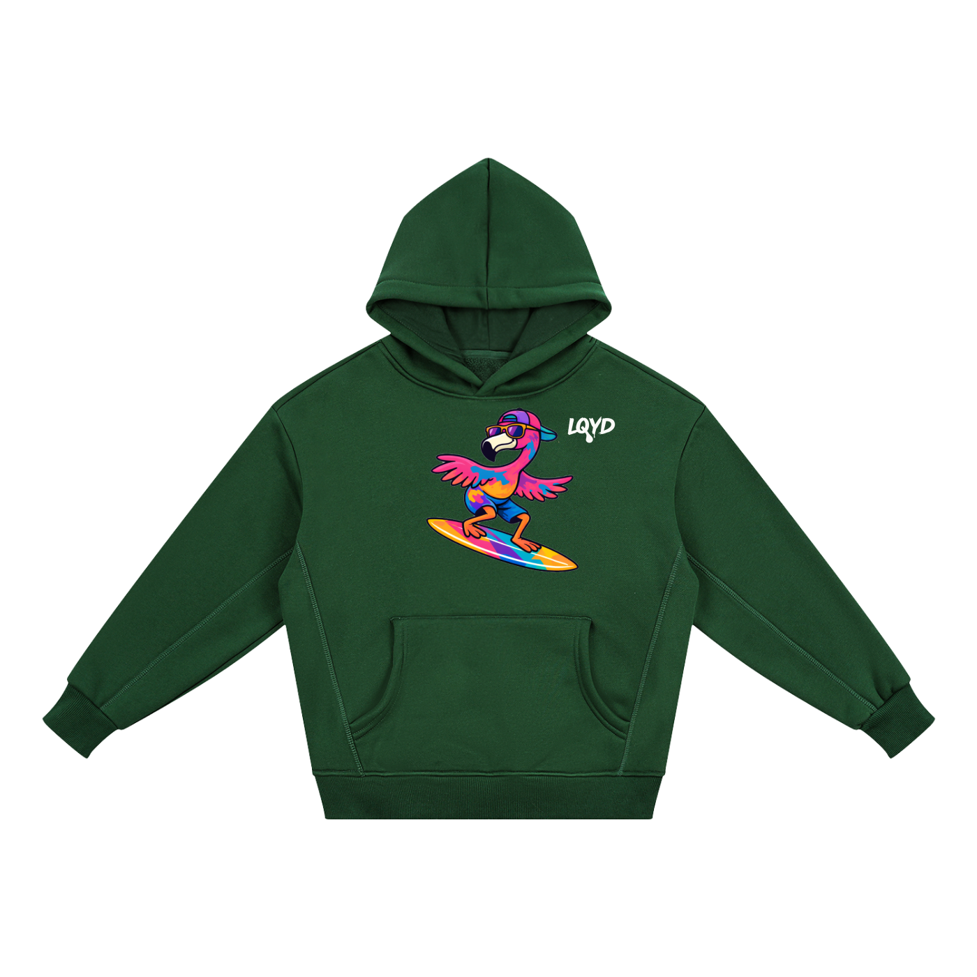LQYD YOUTH| SURF'S UP FLAMINGO DARK BAGGY HOODIE