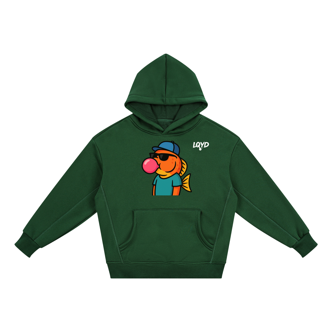 LQYD YOUTH| BUBBLEGUM FISH DARK BAGGY HOODIE