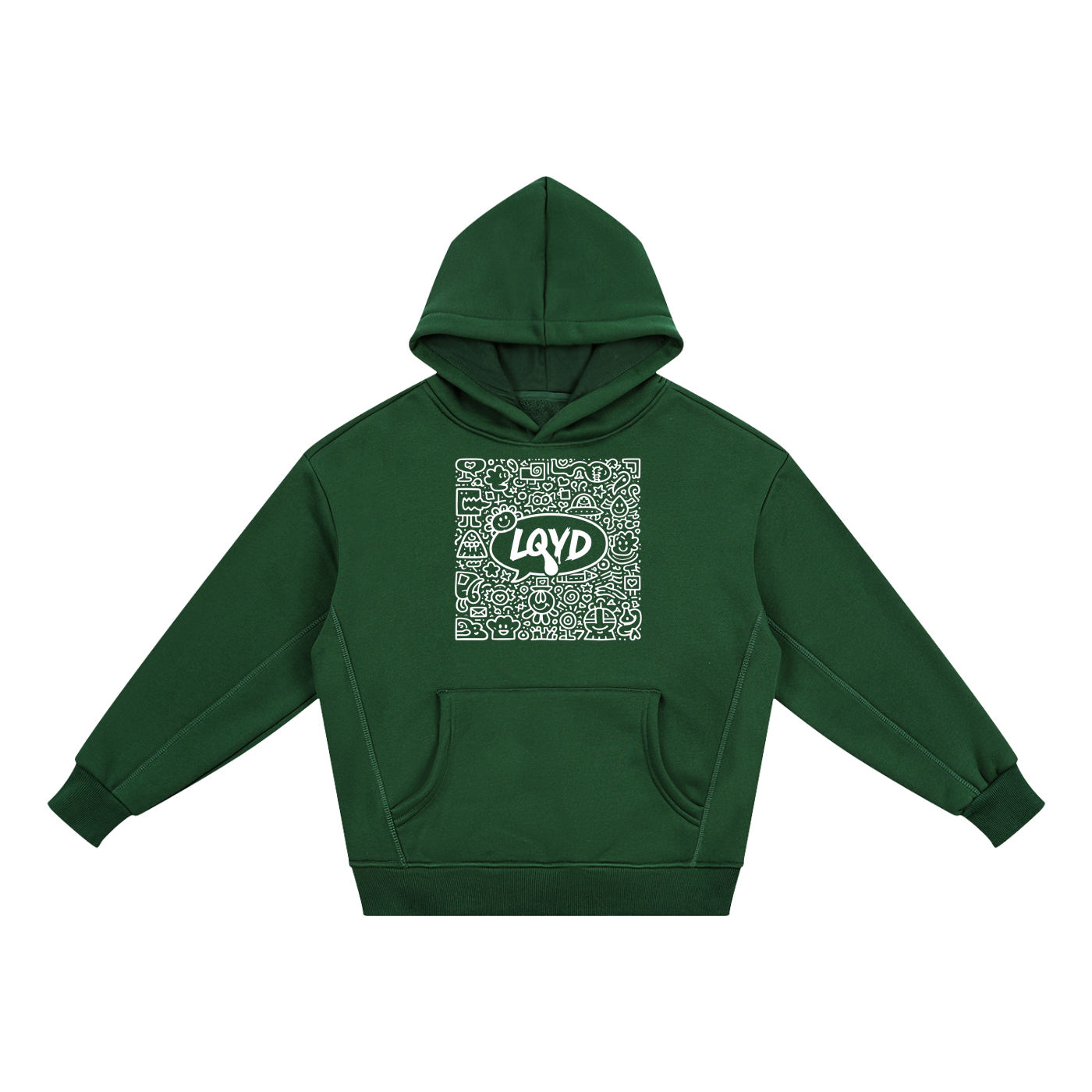 LQYD YOUTH| WHITE DOODLE DARK BAGGY HOODIE