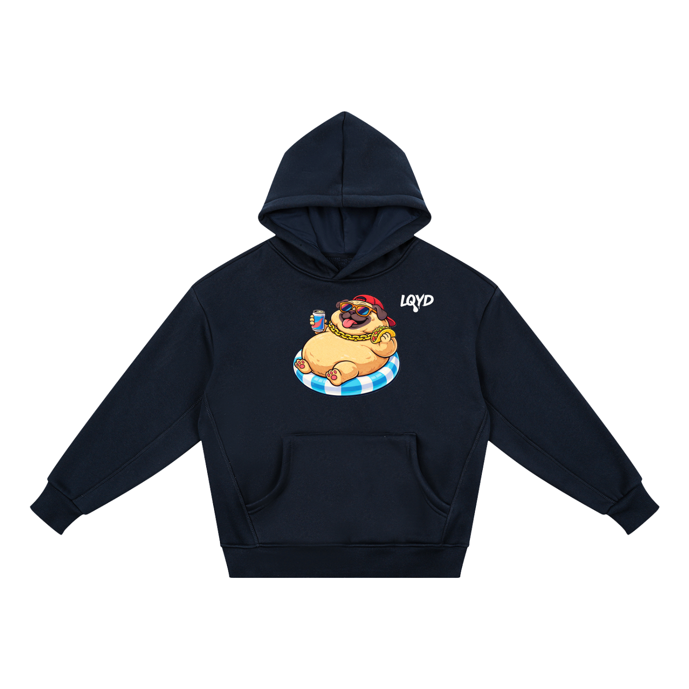 LQYD YOUTH| POOLSIDE PUG DARK BAGGY HOODIE