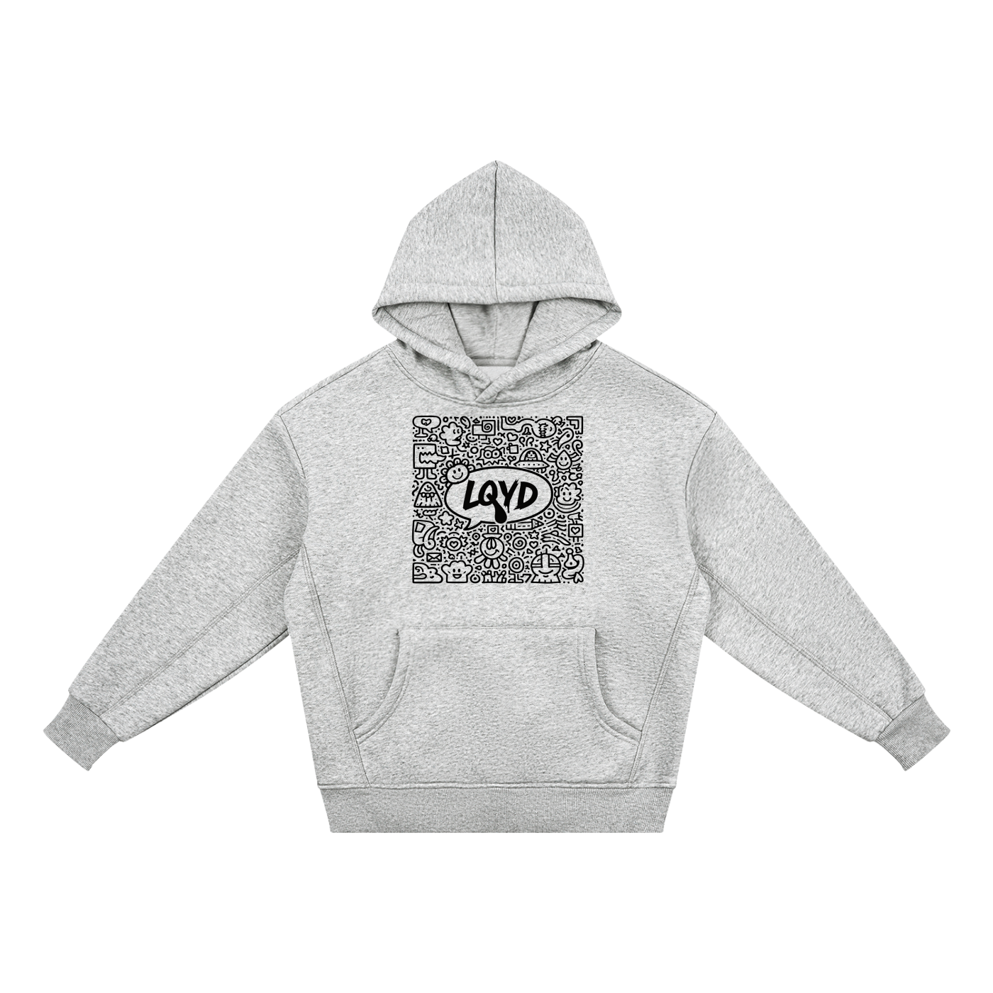 LQYD YOUTH| WHITE DOODLE LIGHT BAGGY HOODIE