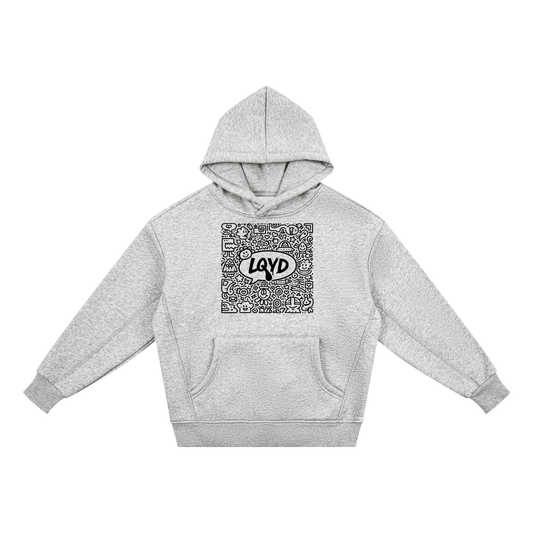 LQYD YOUTH| WHITE DOODLE LIGHT BAGGY HOODIE