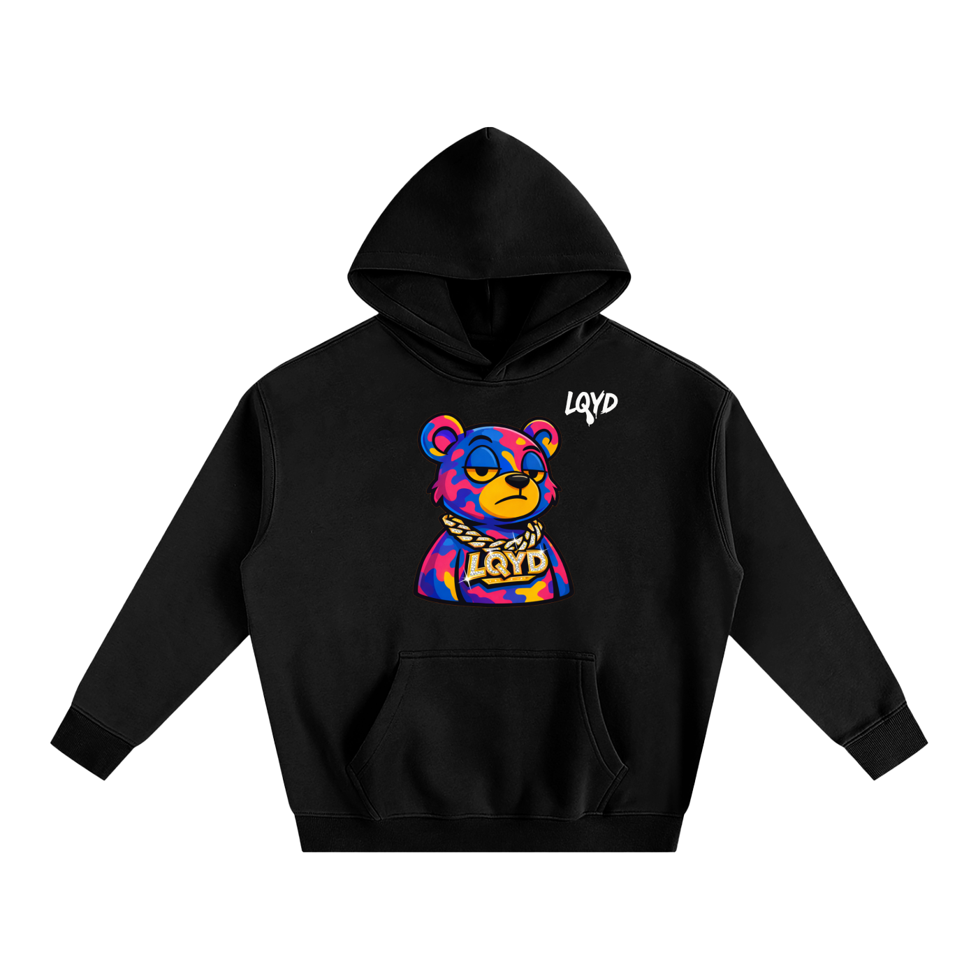 LQYD ADULT| BLINGED OUT BEAR BLACK EDITION BAGGY HOODIE