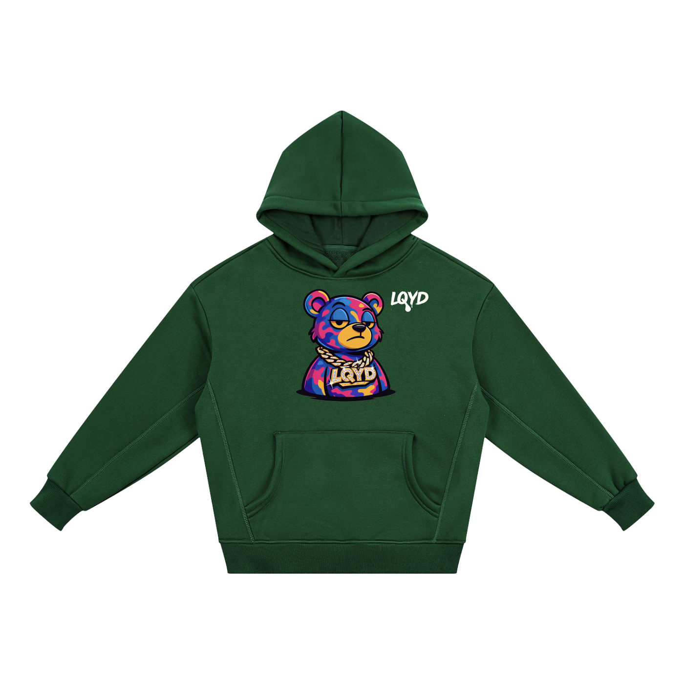 LQYD YOUTH| BLINGED OUT BEAR DARK BAGGY HOODIE
