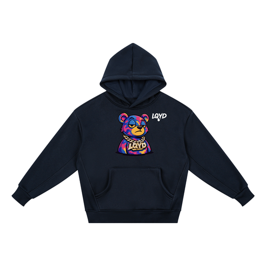 LQYD YOUTH| BLINGED OUT BEAR DARK BAGGY HOODIE
