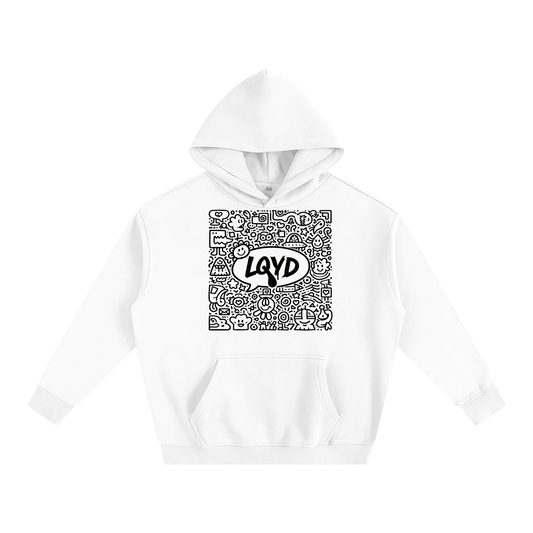 LQYD ADULT| WHITE DOODLE EDITION BAGGY HOODIE