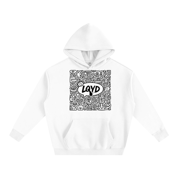 LQYD ADULT| WHITE DOODLE EDITION BAGGY HOODIE