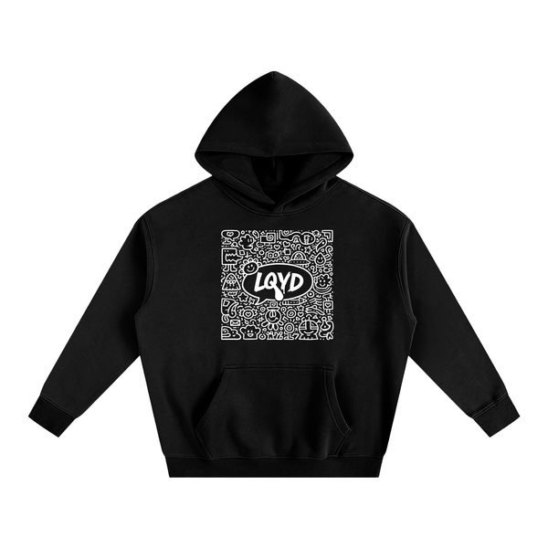 LQYD ADULT| BLACK DOODLE EDITION BAGGY HOODIE