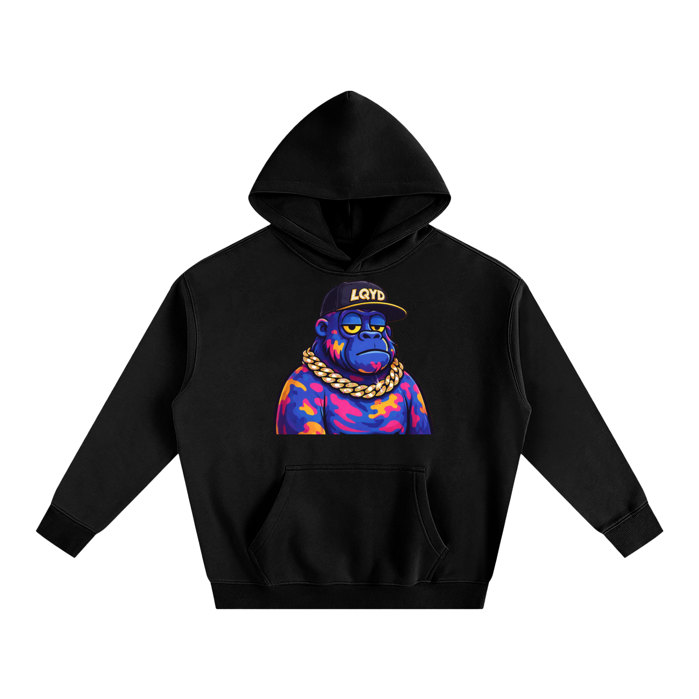 LQYD ADULT| GRAFFITI GORILLA BLACK EDITION BAGGY HOODIE